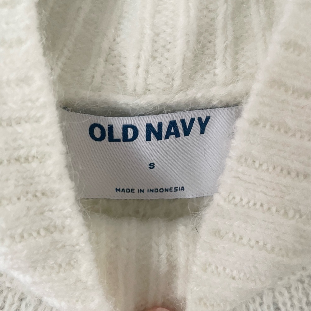 Old Navy Fair Isle Sweater Womens Small Gray Nordic Wool Mock Neck Heritage cozy - Picture 4 of 5